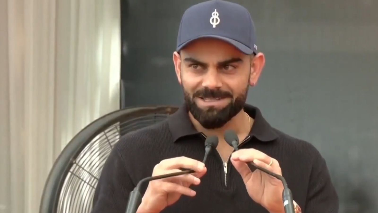 'I'm not used to speaking in schools, a bit awkward for me': Virat Kohli gives speech at inauguration of childhood coach's new academy Virat Kohli speaks after inaugurating his childhood coach Rajkumar Sharma's academy in Delhi on April 28.