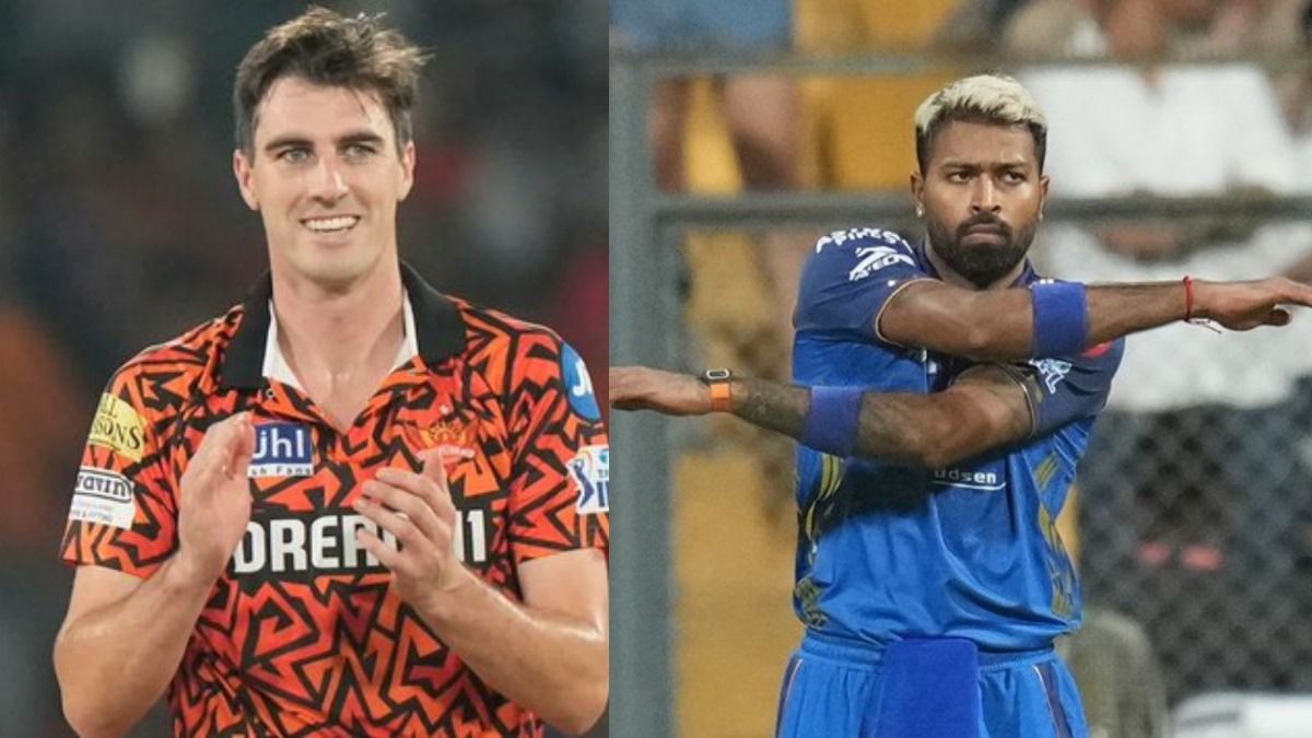 SRH skipper Pat Cummins (L) and MI captain Hardik Pandya in frame. (X)