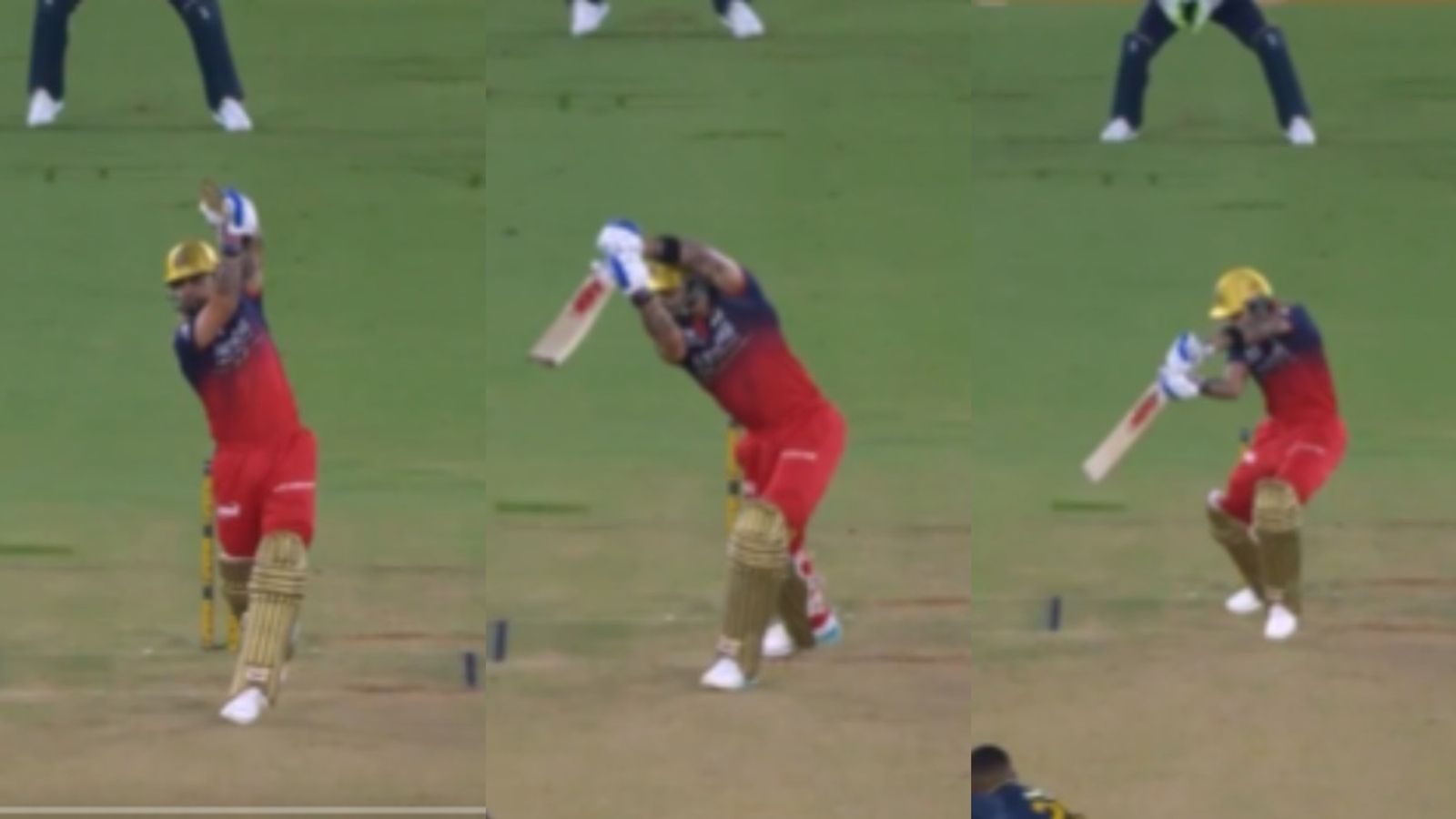 4,4,4,4,4: Virat Kohli lights up Ahmedabad with 5 back-to-back fours off Rabada's over, Watch video RCB's superstar batter Virat Kohli in frame. (Screenshot)