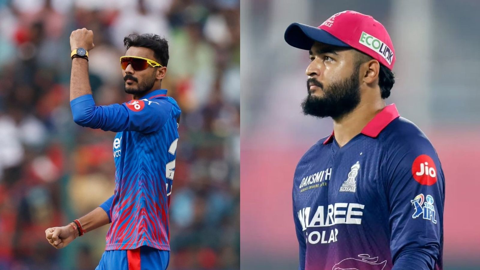 IPL 2026: RR opt to bat against Starc-boosted DC, superstar batter out; Know playing XI here DC captain Axar Patel (L) and RR skipper Riyan Parag in frame. (Screenshot)