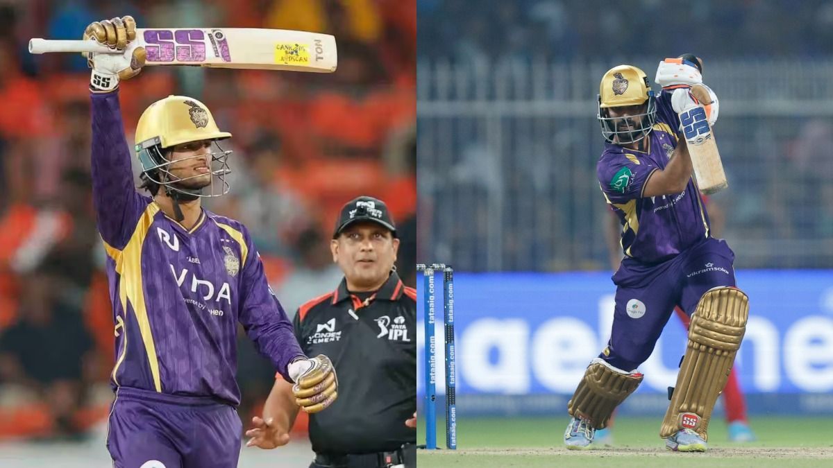 Angkrish Raghuvanshi and  Ajinkya Rahane in this frame. (BCCI/IPL)