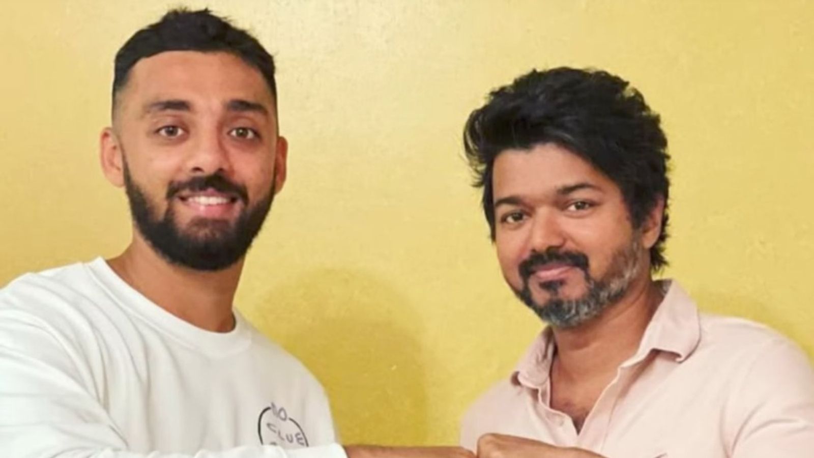 KKR star Varun Chakaravarthy congratulates Vijay after TVK's strong show in Tamil Nadu election Varun Chakaravarthy and Thalapathy Vijay in this frame. (X)