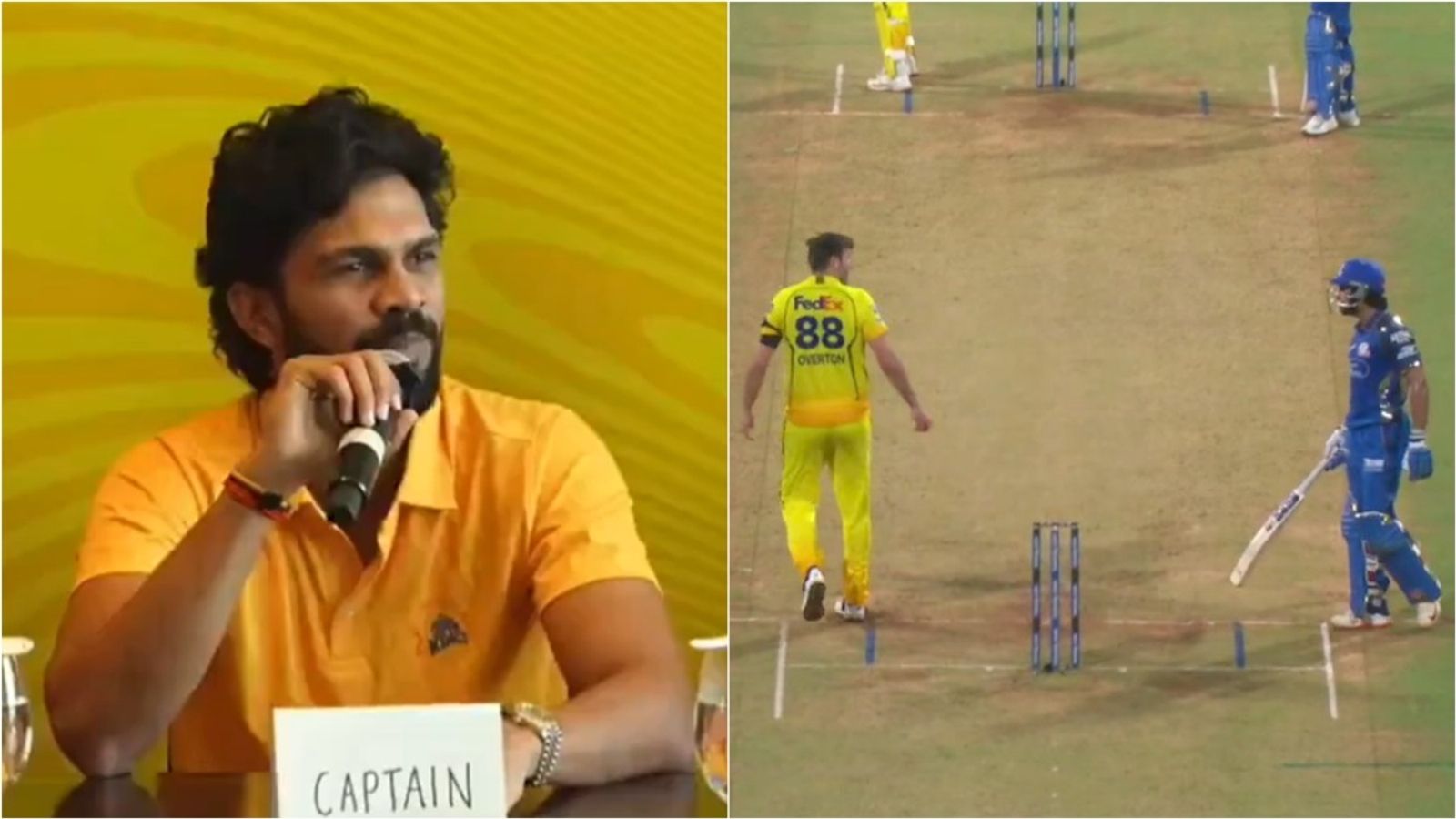 'You're bowling very badly, you should go home': Gaikwad reveals how his words led to Overton's heated exchange with Tilak CSK captain Ruturaj Gaikwad speaks at an event; CSK's Jamie Overton and MI's Tilak Varma during a heated exchange.