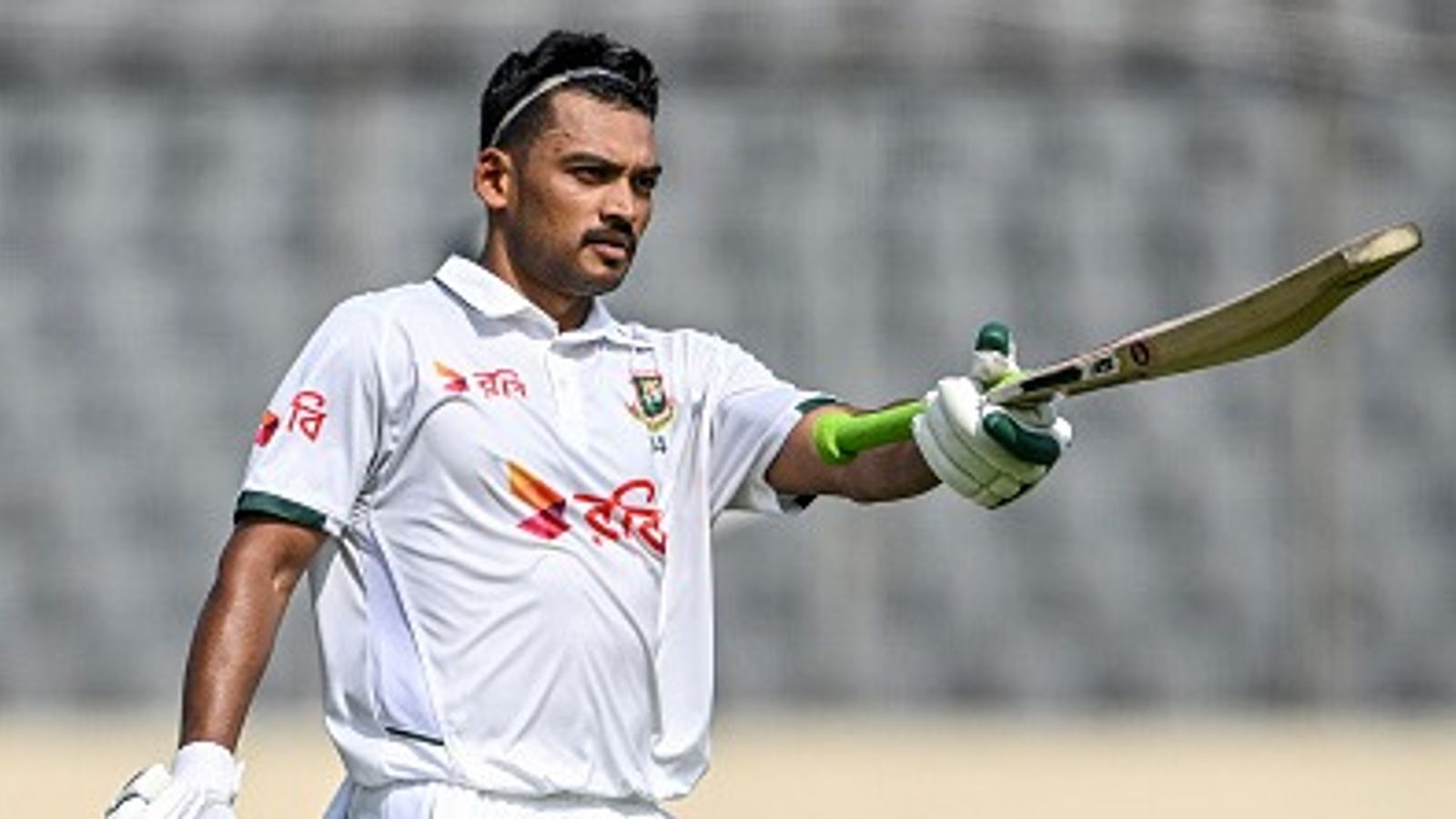 Najmul Hossain cracks historic ton in 1st Test vs Pakistan, becomes 1st Bangladesh captain player to bag this feat Bangladesh's captain Najmul Hossain Shanto in this frame. (Getty)