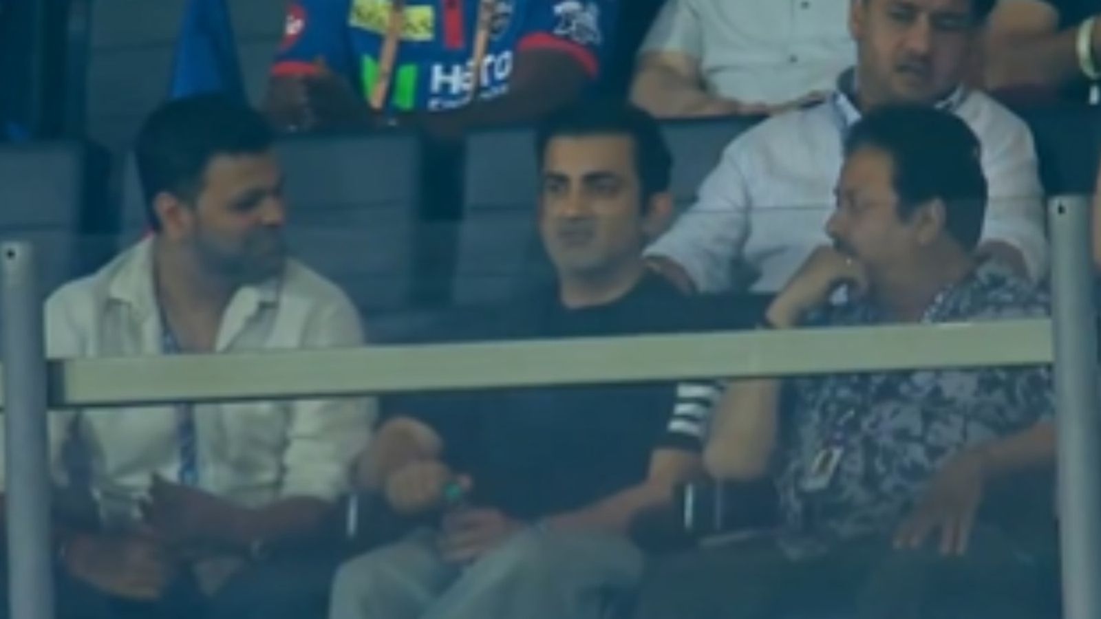 Gautam Gambhir attends DC vs KKR IPL 2026 clash, spotted having intense chat with India selector Gautam Gambhir attends DC vs KKR IPL 2026 clash, spotted having intense chat with India selector. (Screenshot)
