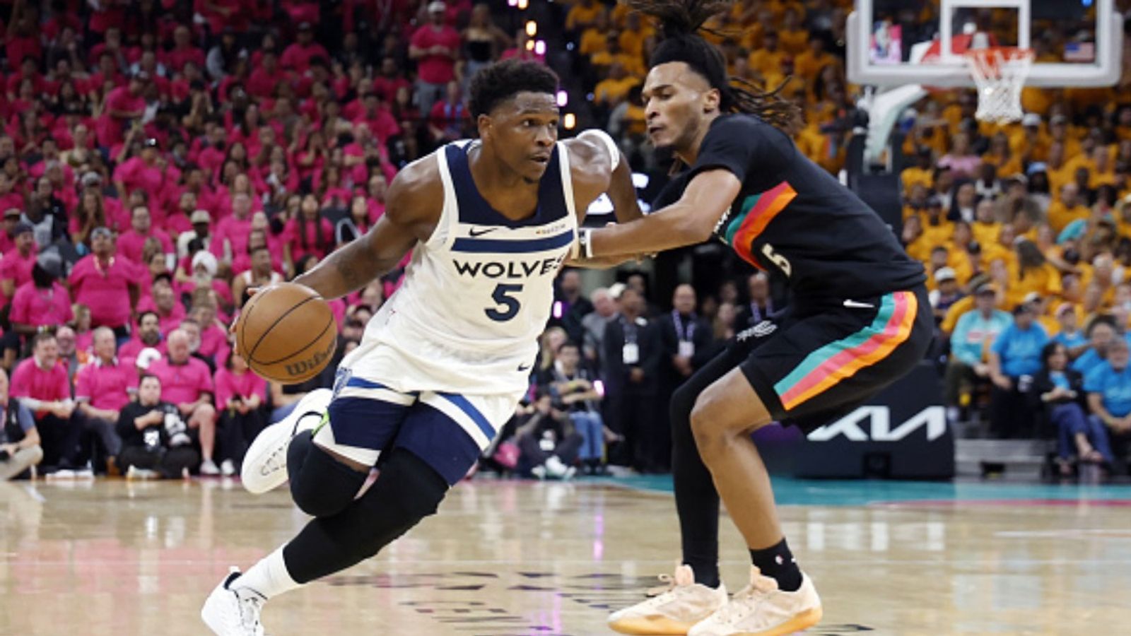 Spurs vs Timberwolves NBA Playoffs Game 3 schedule: Date, time, live stream, and more Spurs vs Timberwolves in the frame (Image via Getty)