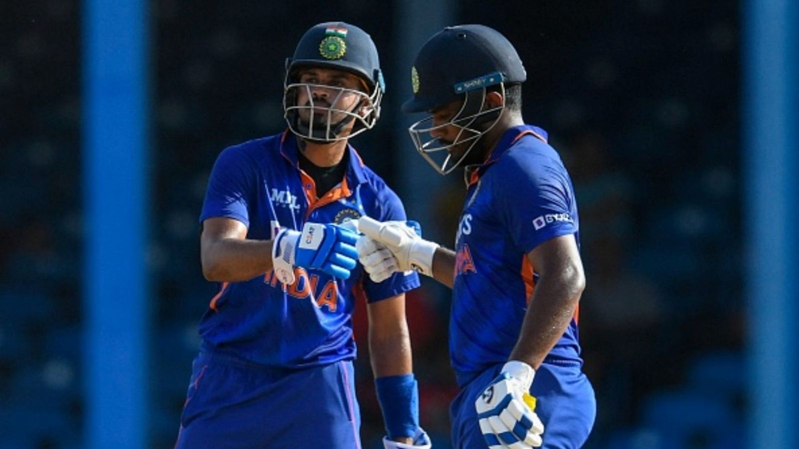 Not Shreyas Iyer, Sanju Samson top contender to become India's next T20I captain, Axar Patel nowhere in discussion: Report Shreyas Iyer (L) and Sanju Samson (R) of India partnership during the 2nd ODI match against West Indies at Queens Park Oval, Port of Spain, Trinidad and Tobago, on July 24, 2022.