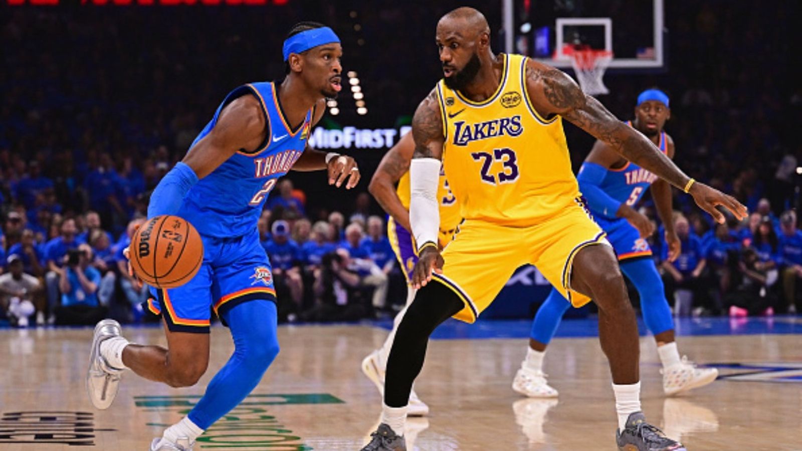 Lakers vs Thunder NBA Playoffs Game 3 schedule: Date, time, live stream, and more Lakers vs Thunder in the frame (Image via Getty)