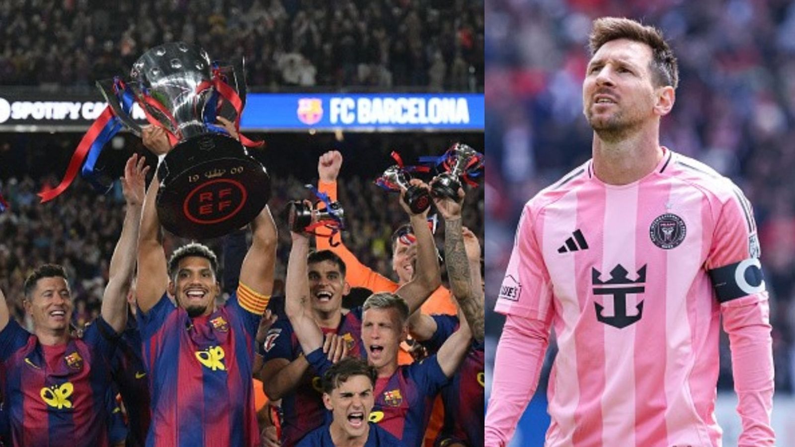 Lionel Messi's heartfelt message for Barcelona winning 2025/26 La Liga title after defeating Real Madrid FC Barcelona, Lionel Messi in the frame (Images via Getty)