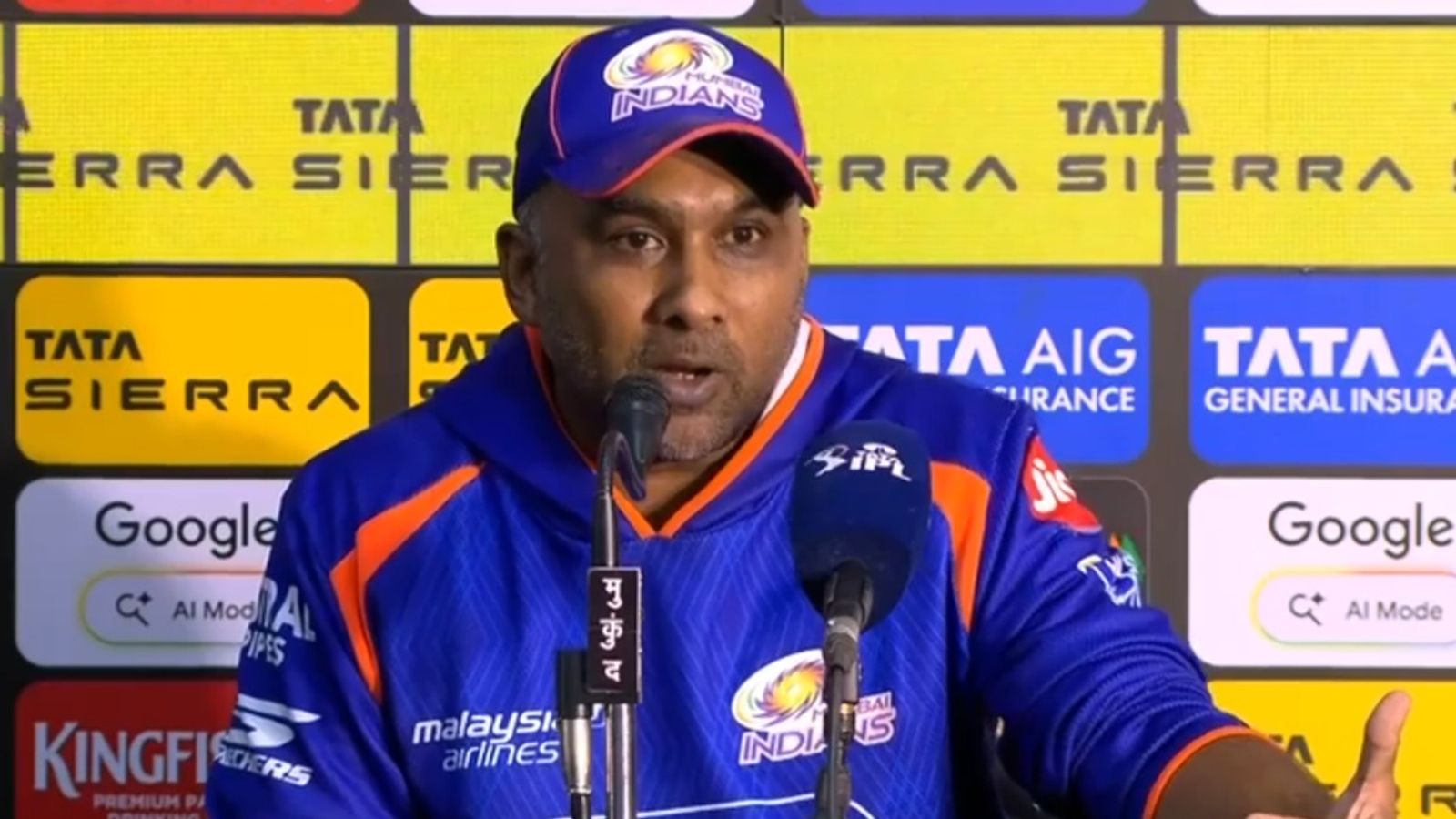'You guys probably didn't know...': MI head coach Mahela Jayawardene blames 'forced changes' for early exit Mumbai Indians head coach Mahela Jayawardene speaks during the post-match press conference in Raipur on May 10.