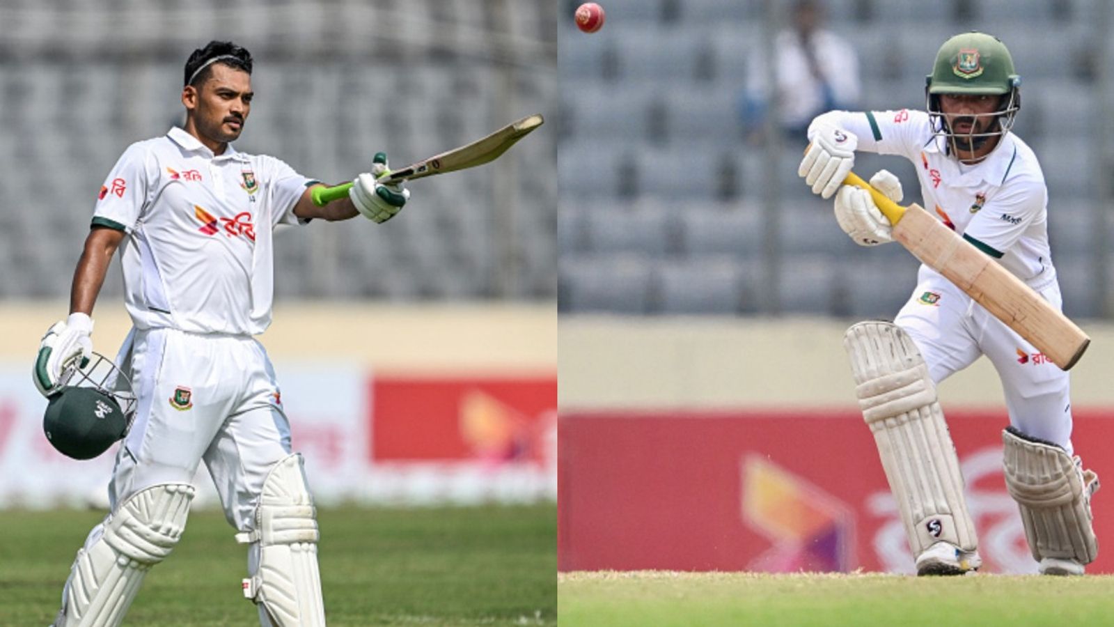 Mominul, Najmul's solid fifties lift Bangladesh to 179-run lead over Pakistan on rain-hit Day 4 of 1st Test Bangladesh's Mominul Haque (L) and Najmul Hossain Shanto in frame. (Getty)