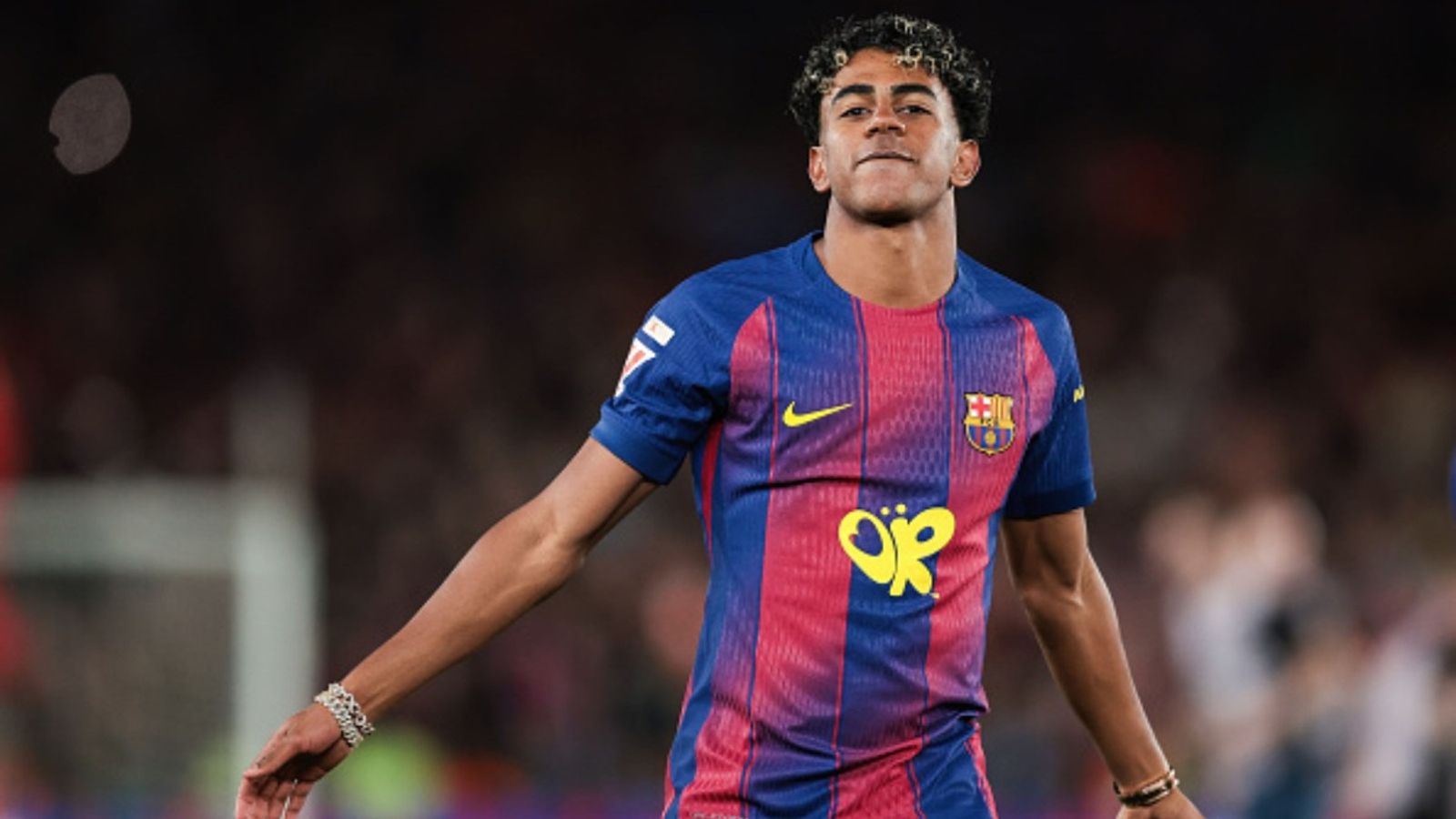 Watch: Lamine Yamal waves Palestinian flag during Barca's La Liga title parade Lamine Yamal in the frame (Image via Getty)