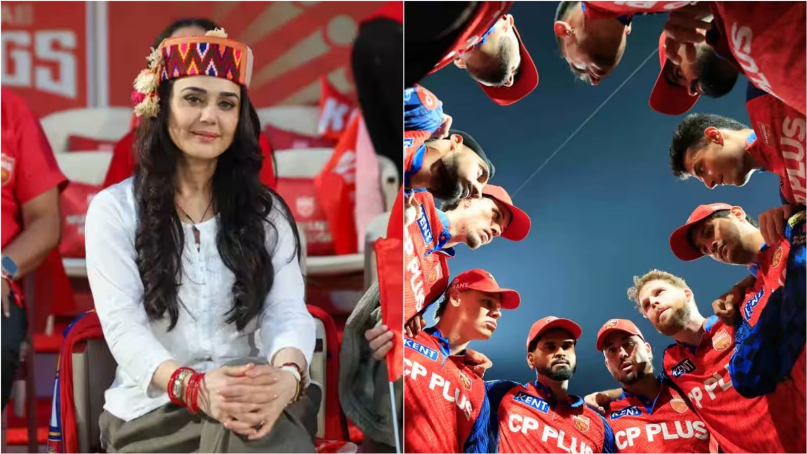'Fake stories & made-up narratives for cheap engagement are...': Punjab Kings, Preity Zinta react to rumours after 4 losses on trot Punjab Kings co-owner Preity Zinta; PBKS team during a huddle. (Photo Credit: BCCI)