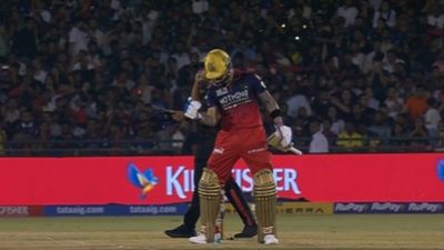 Watch: Virat Kohli pulls off animated celebration after avoiding hat-trick of ducks, video goes viral Virat Kohli pulls off animated celebration after avoiding hat-trick of ducks. (Screenshot)