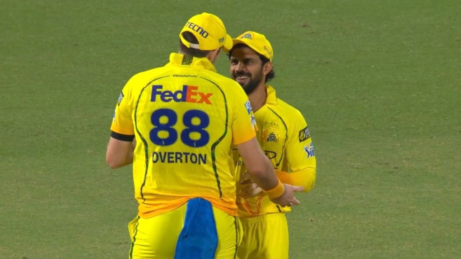 Big News: Massive blow to CSK, star player leaves IPL 2026 midway due to thigh injury, returns to England CSK's Jamie Overton (L) and Ruturaj Gaikwad in frame. (Screenshot)