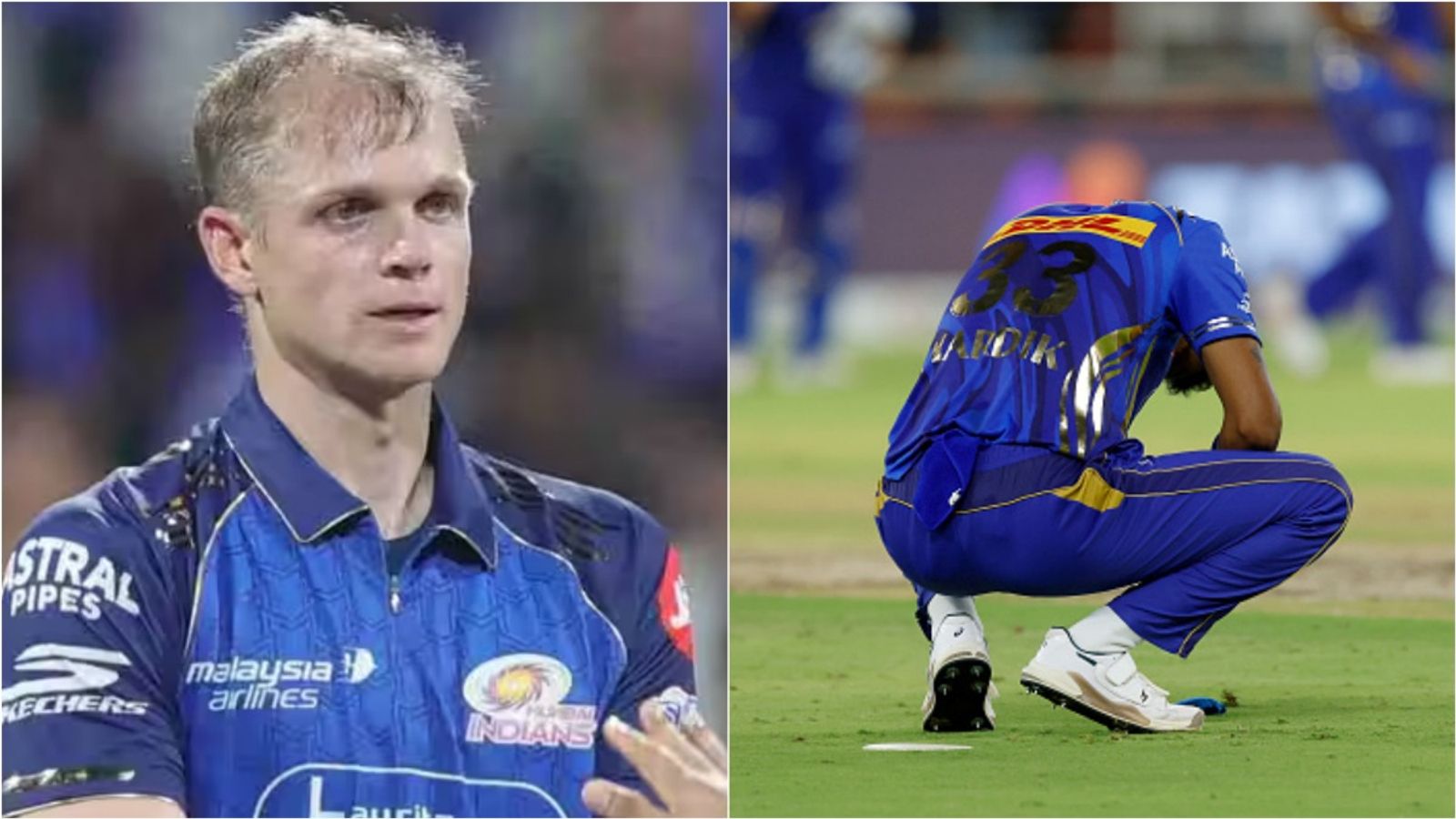 'I'm sure people making decisions are looking after him': MI all-rounder Corbin Bosch breaks silence on Hardik Pandya's absence Mumbai Indians' Corbin Bosch celebrates a wicket, MI Hardik Pandya dejected after defeat.