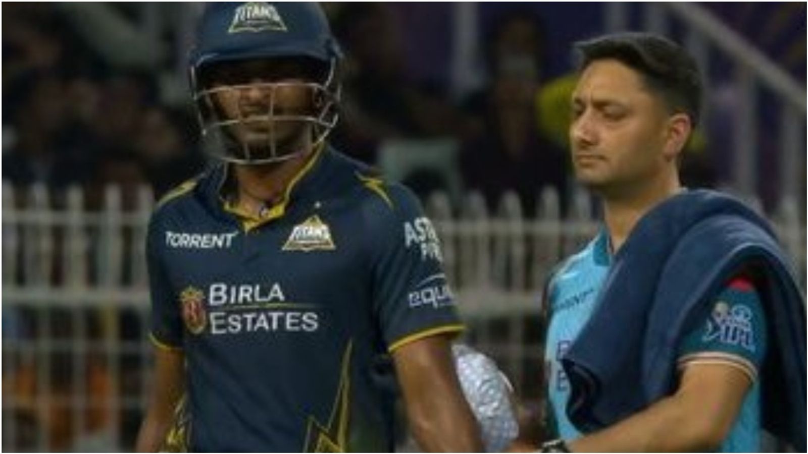 Big blow to GT, Sai Sudharsan walks off the field in pain in middle of 248-run chase against KKR GT's opener Sai Sudharsan in this frame. (Screenshot)