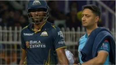 Big blow to GT, Sai Sudharsan walks off the field in pain in middle of 248-run chase against KKR GT's opener Sai Sudharsan in this frame. (Screenshot)