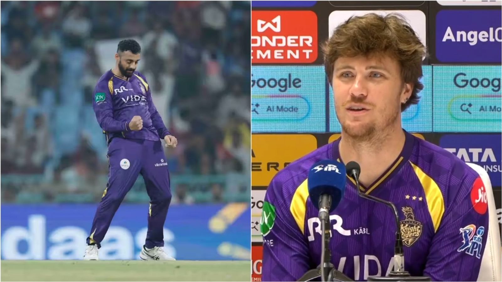 'Unfortunately, I don't have a physio degree...': Finn Allen on Varun Chakaravarthy playing despite injury vs Gujarat Titans KKR's Varun Chakaravarthy in action; Finn Allen speaks during a press conference after win over Gujarat Titans in IPL 2026 match on May 16. (Photo Credit: BCCI)