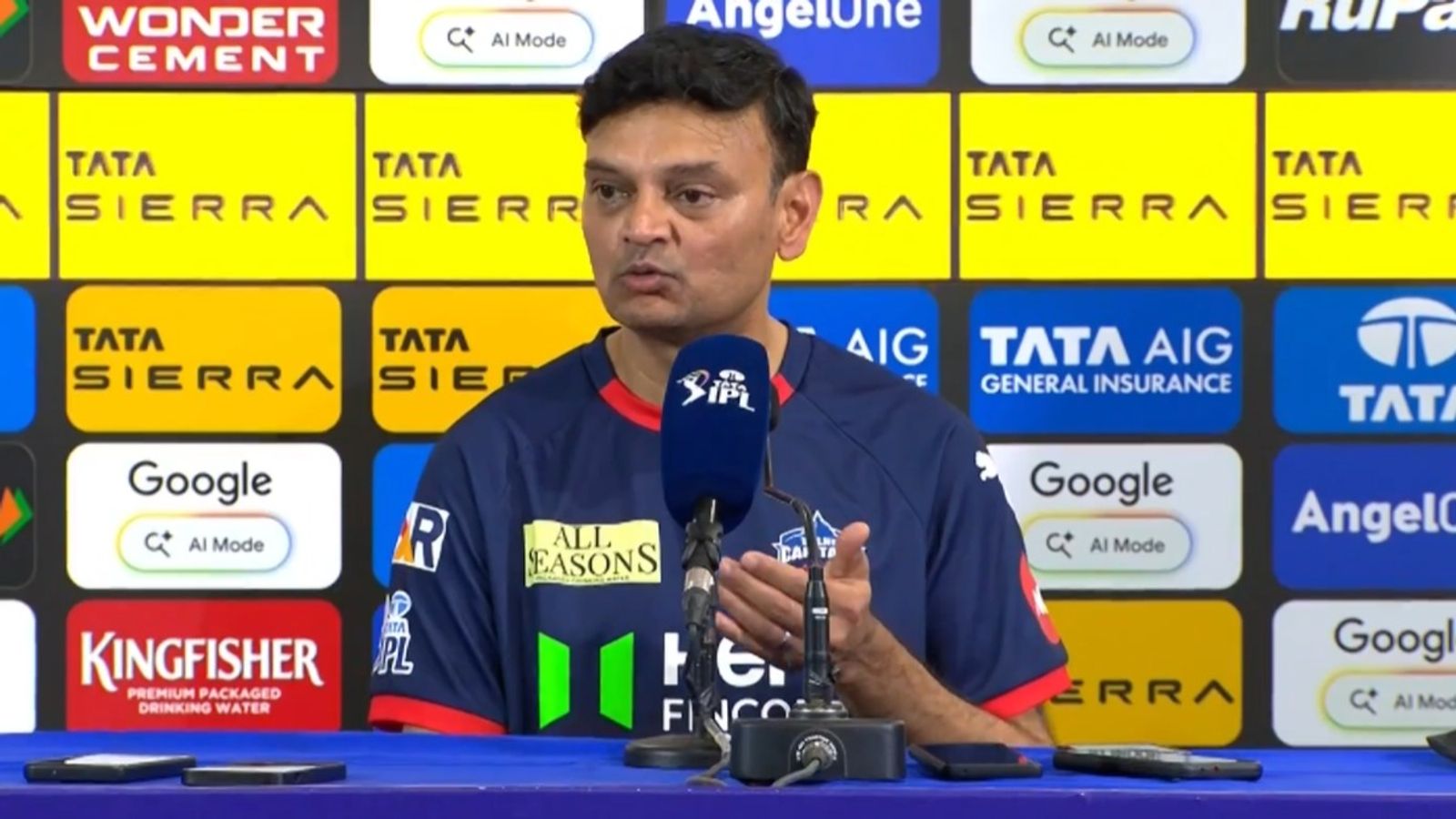 Delhi Capitals' head coach blames home pitch unpredictability for IPL 2026 playoffs hopes being in disarray Delhi Capitals head coach Hemang Badani at the post-match press conference.