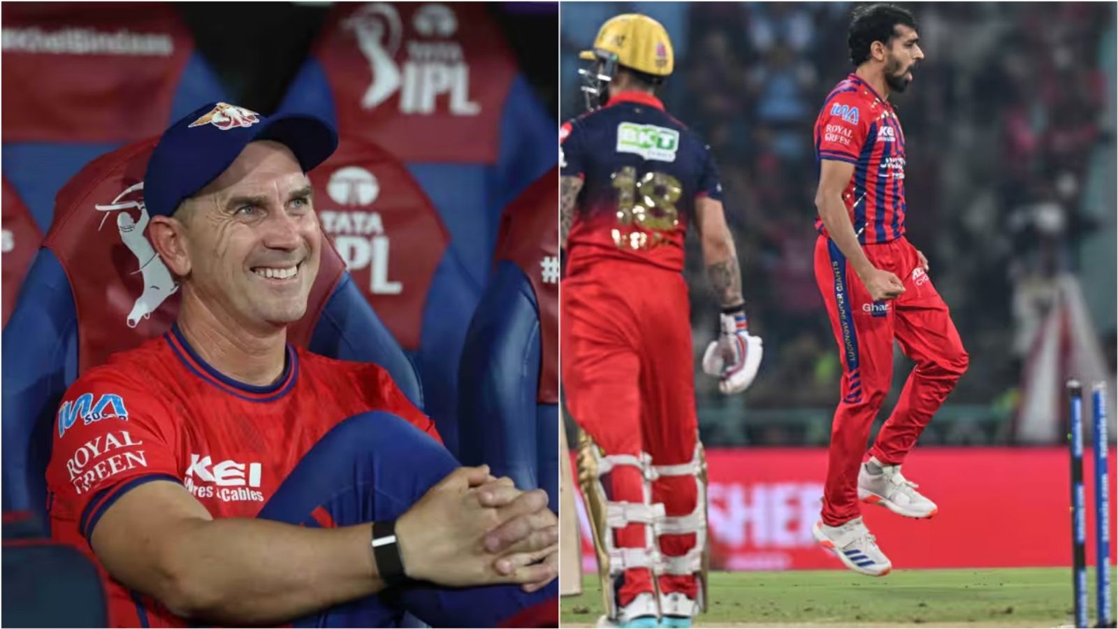 'I'm sure Gautam Gambhir and his team will...': LSG head coach Justin Langer reacts to Prince Yadav getting maiden ODI call-up for Afghanistan series LSG head coach Justin Langer sitting in the dugout; LSG's Prince Yadav celebrates RCB opener Virat Kohli's wicket in IPL 2026. (Photo Credit: BCCI)