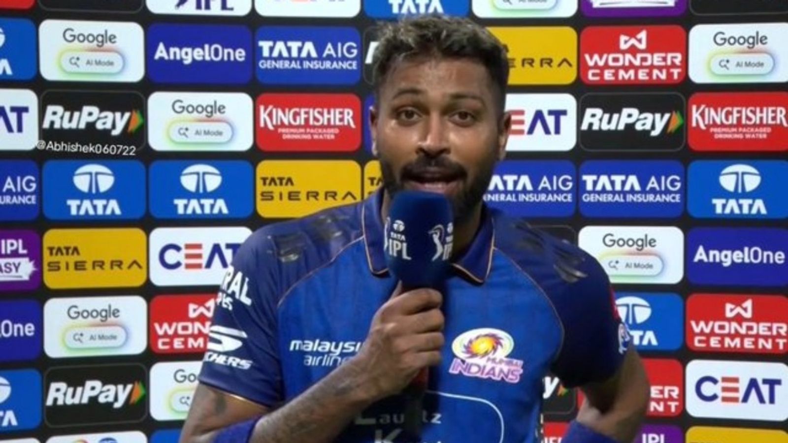 'Bowlers are feeling helpless': Hardik Pandya's indirect plea to BCCI for bowling-friendly pitches in 'batting dominated' IPL Mumbai Indians captain Hardik Pandya speaks to the broadcasters after the loss to Kolkata Knight Riders at Eden Gardens, Kolkata, on May 20.