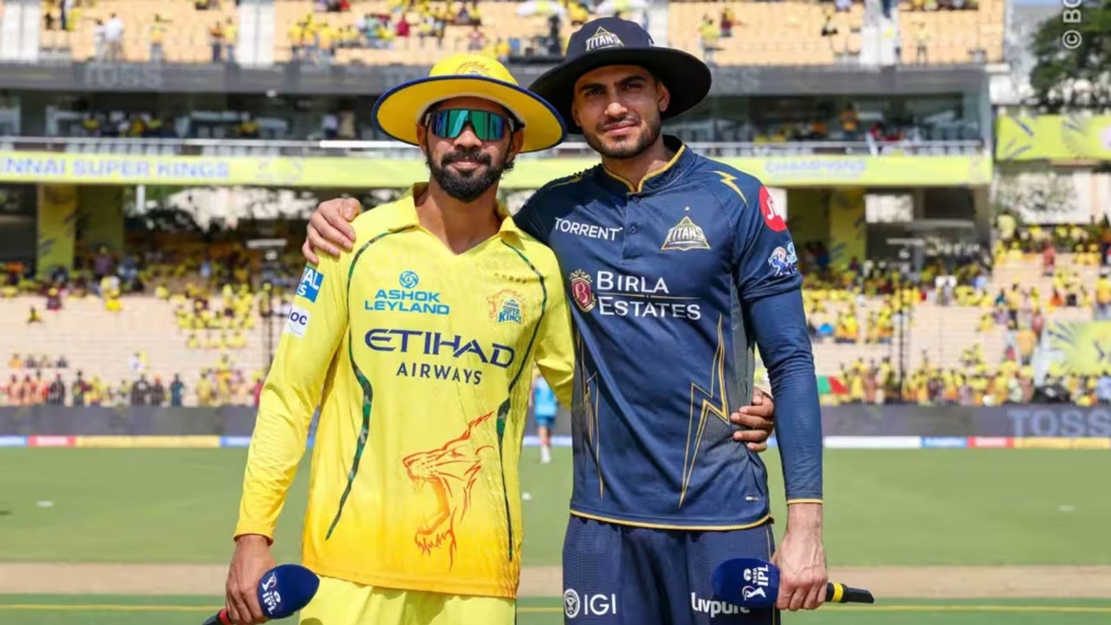 GT vs CSK Live Streaming, Match Details, Playing XI, Head-to-Head & Weather Report CSK's Ruturaj Gaikwad, and GT's Shubman Gill at the coin toss during IPL 2026. (Photo Credit: BCCI)