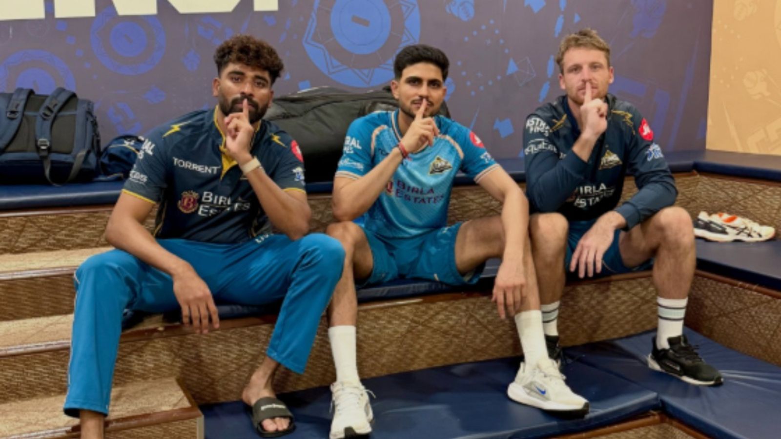 Shubman Gill trolls CSK with savage social media post after GT's massive win Mohammed Siraj,Shubman Gill and Jos Buttler in this frame. (screengrab)