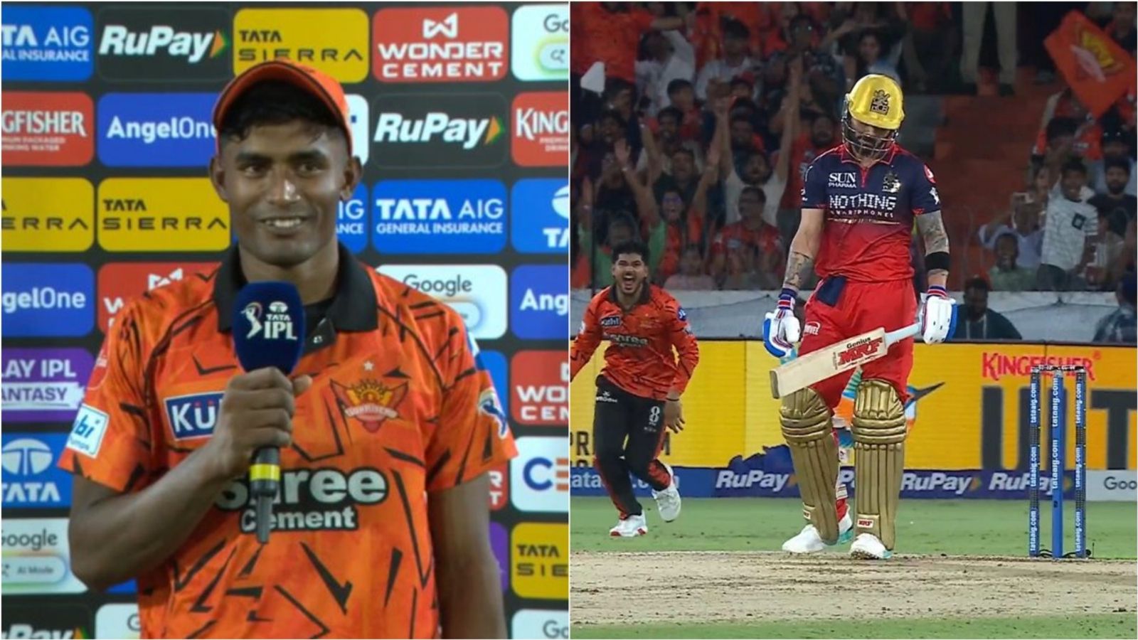 'Maza toh aya': SRH's Sakib Hussain reacts after dismissing Virat Kohli with slower ball, labels it as 'dream wicket' SRH's Sakib Hussain talks to the broadcasters after taking RCB's Virat Kohli's wicket in IPL 2026 game on May 22.