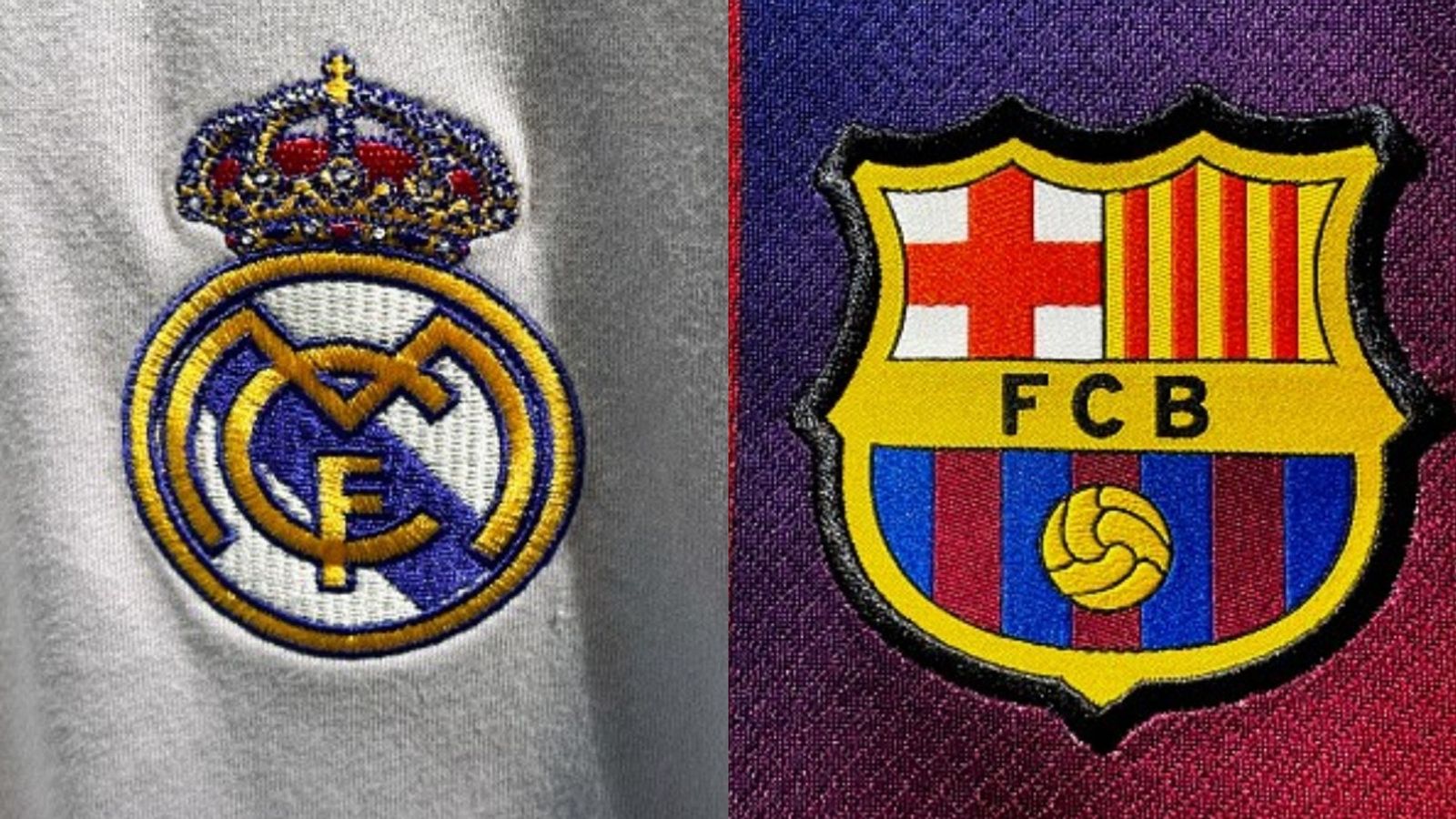 Real Madrid and Barcelona bid emotional farewells to club legends on La Liga's final day Real Madrid, FC Barcelona logo in the frame (Images via Getty)