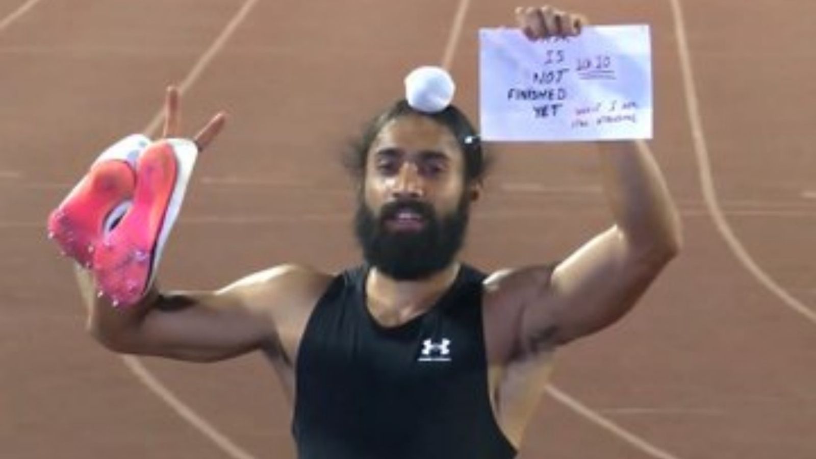 'Not finished, still have power in my legs': Gurindervir Singh on breaking 100m national record to book CWG 2026 berth Gurindervir Singh shows a note after breaking national record for 100m sprint.