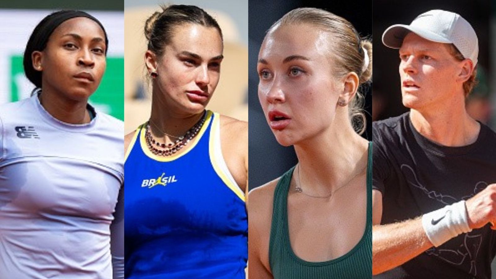 Did Anastasia Potapova just refuse to join Sabalenka, Swiatek, Gauff, Sinner in Roland Garros media protest? Coco Gauff, Aryna Sabalenka, Anastasia Potapova, Jannik Sinner in the frame (Image via Getty)