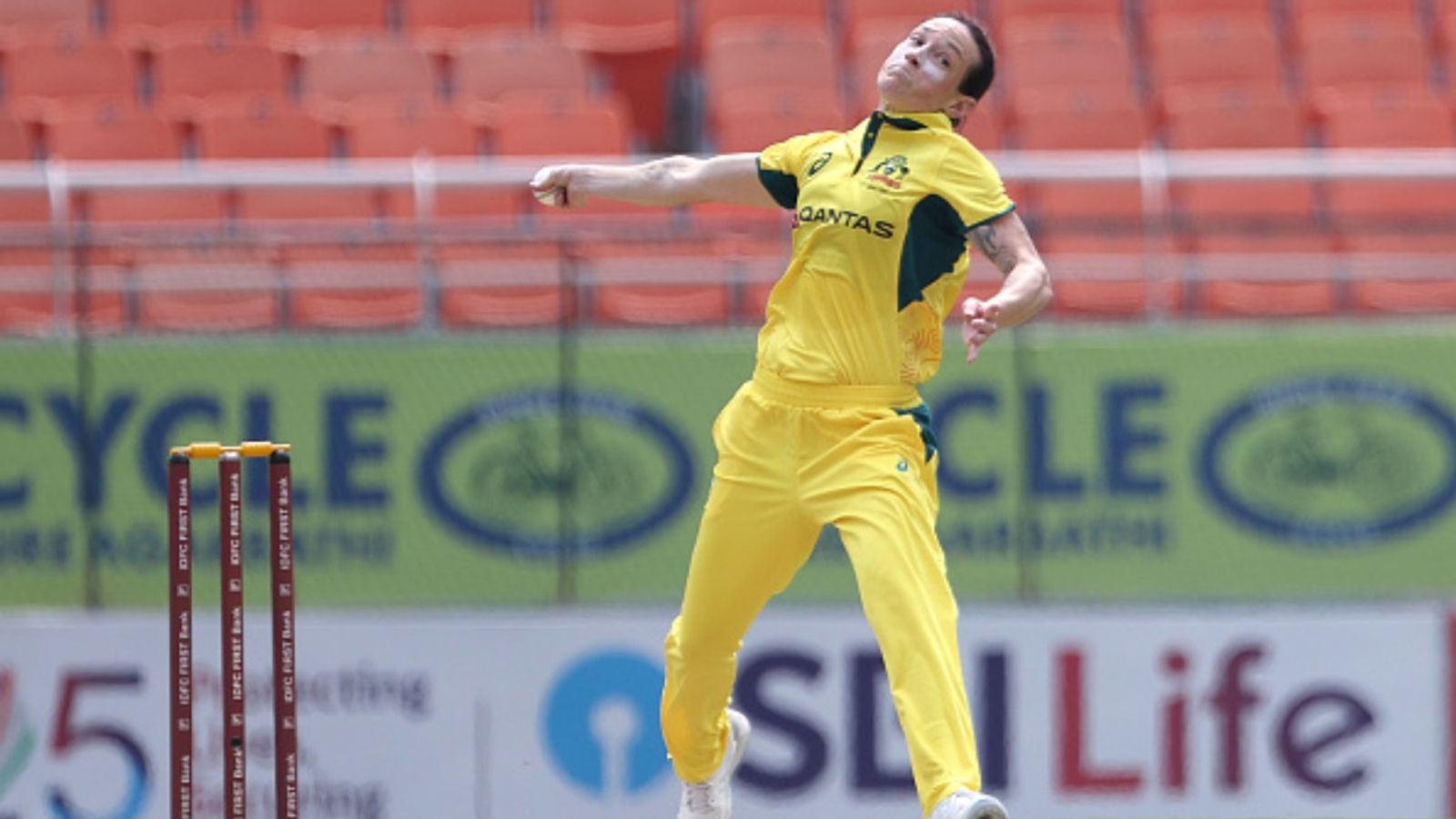 Australia pacer set to retire after World Cup, 'hungry' for revenge vs India, South Africa Megan Schutt of Australia delivers a ball during game one of the women's ODI series against India at Maharaja Yadavindra Singh International Cricket Stadium on September 14, 2025 in Chandigarh, India.