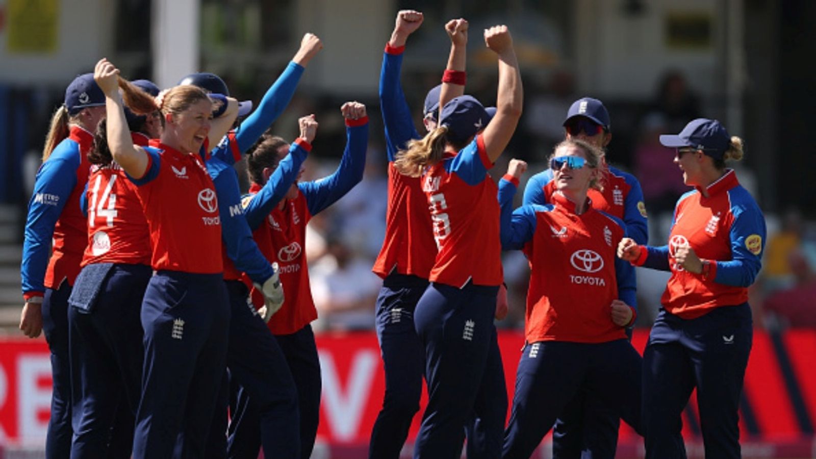 England bowlers fire warning shots ahead of India series, bundle out reigning T20 World Champions New Zealand for 80 England captain Charlie Dean (2nd r) celebrates with teammates after taking the wicket of New Zealand batter Brooke Halliday after review during the 3rd T20I match at County Ground on May 25, 2026 in Hove, England.