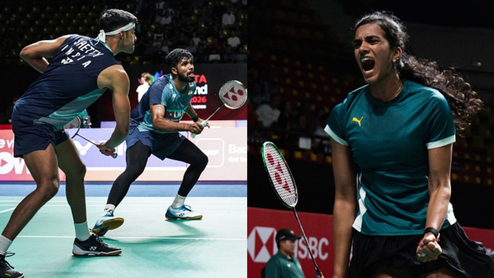 Singapore Open: PV Sindhu storm into second round with straight-game win, Satwik-Chirag win too India's ace shuttlers Satwiksairaj Rankireddy-Chirag Shetty (L) and PV Sindhu in this frame. (Getty)