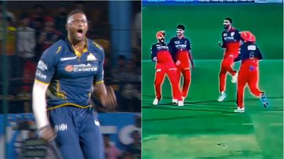 Devdutt Padikkal imitates Jason Holder's celebration after GT all-rounder gets out cheaply in run chase; watch viral video Jason Holder, Devdutt Padikkal, Virat Kohli, Rasikh Dar