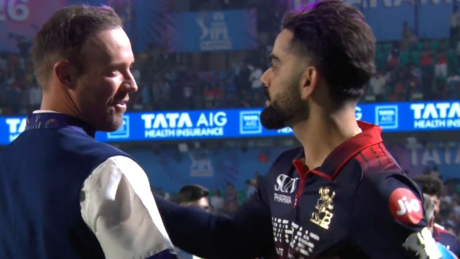 WATCH: Virat Kohli and AB de Villiers' heartwarming moment melts fans after RCB's big win vs GT AB de Villiers and Virat Kohli in this frame. (Screengrab)