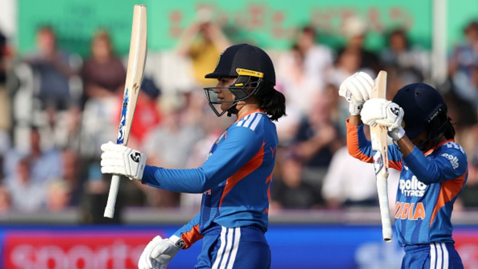 Jemimah, Yastika's fifties and clinical bowling leads India to easy 38-run win over T20 World Cup 2026 hosts England Yastika Bhatia of India celebrates her half century with Jemimah Rodrigues during 1st T20I match against England at Ambassador Cruise Line Ground on May 28, 2026 in Chelmsford, England.