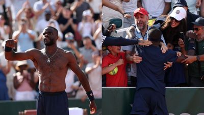 French Open fan swipes Frances Tiafoe's racket after epic five-set victory Frances Tiafoe in this frame. (Getty)