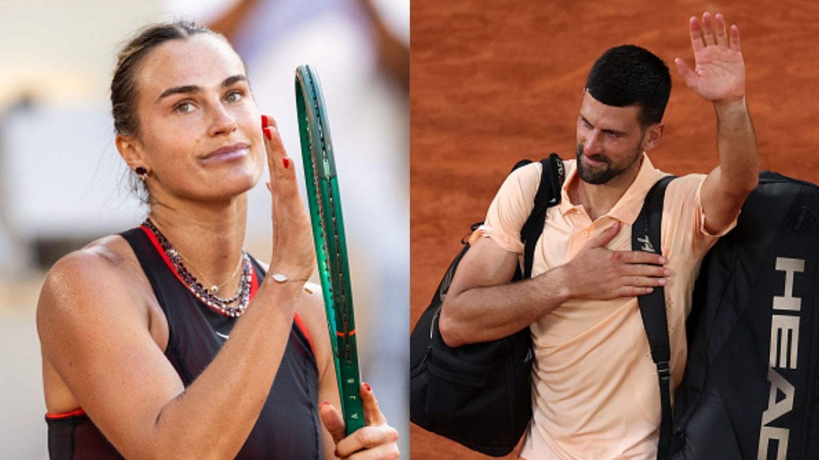 World No. 1 Aryna Sabalenka calls off dance battle as Novak Djokovic crashes out of Roland Garros Aryna Sabalenka, Novak Djokovic in the frame (Images via Getty)