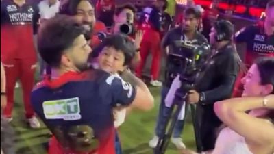 Watch: Virat Kohli's heartwarming gesture towards Krunal Pandya's son after RCB's IPL 2026 triumph Virat Kohli in this frame. (Screengrab)