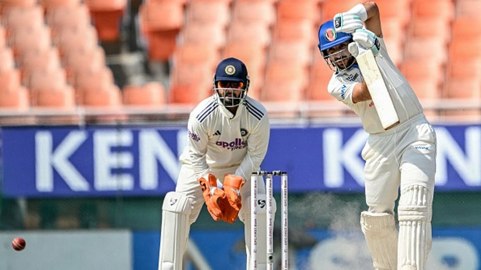 IND vs AFG: Rahmat Shah becomes first-ever Afghanistani player to unlock this sensational Test milestone Afghanistan's Rahmat Shah (R) in action as India's Rishabh Pant watches on in this frame. (Getty)