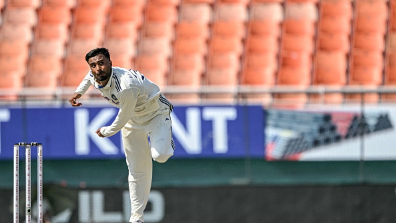 'Initially my focus was on...': Manav Suthar reveals key to success after seven-wicket haul on dream India debut against Afghanistan Manav Suthar in this frame. (Getty)