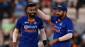 Hardik Pandya and Rohit Sharma in this frame. (X) Hardik Pandya and Rohit Sharma in this frame. (X)
