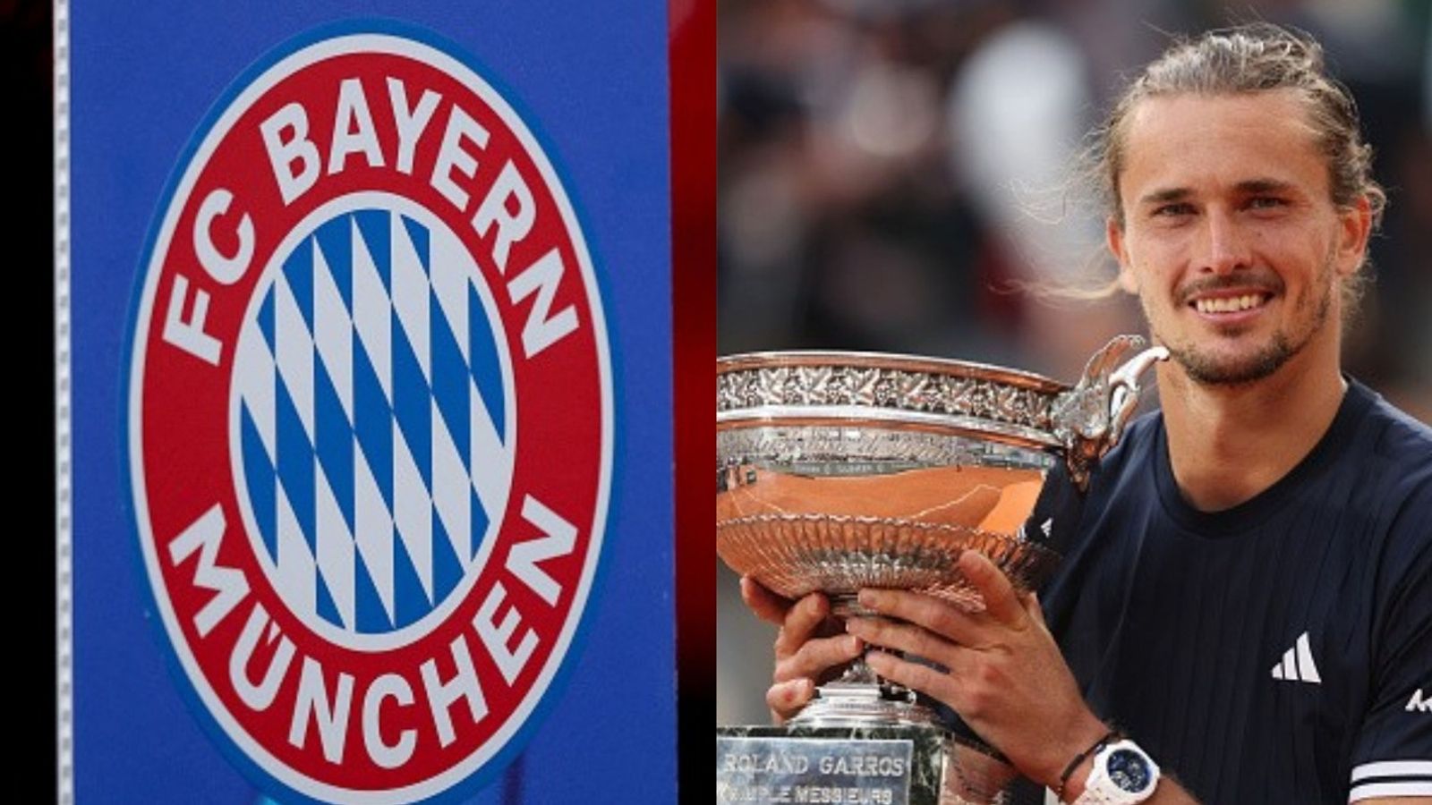 Watch: FC Bayern congratulates Alexander Zverev on first Grand Slam title at Roland Garros with THIS viral video Bayern Munich logo, Alexander Zverev in the frame (Images via Getty)
