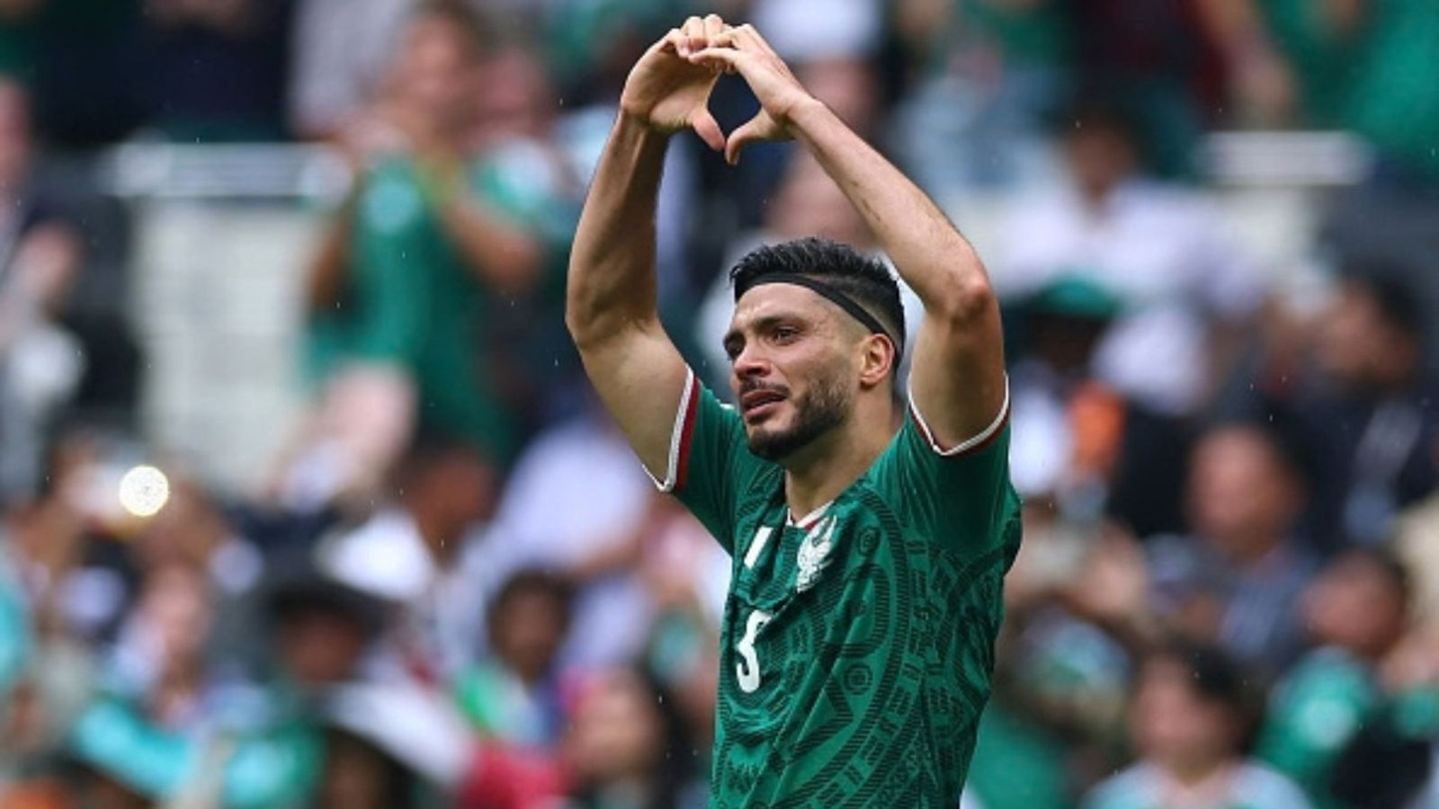 Mexican striker Raúl Jiménez dedicates emotional first World Cup goal to late father Raúl Jiménez in the frame (Image via Getty)