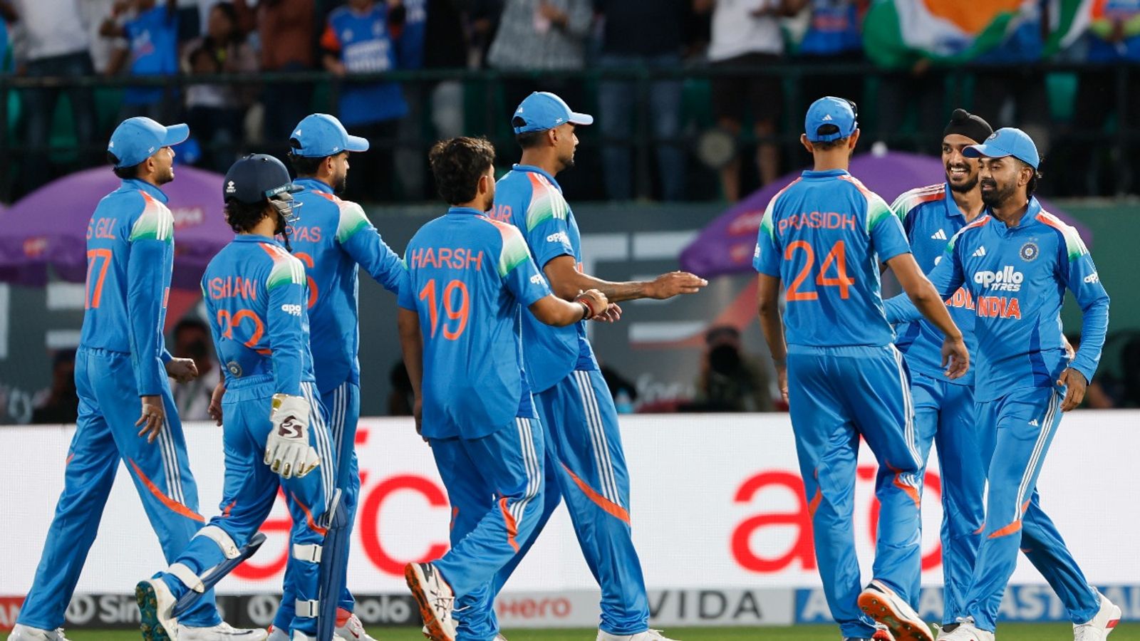 IND vs AFG: Quartet of Gill-Rahul-Brar-Harsh dampens Gurbaz's 102 as India crush Afghanistan by 7 wickets in 1st ODI Indian players celebrate with each other in this frame. (X)