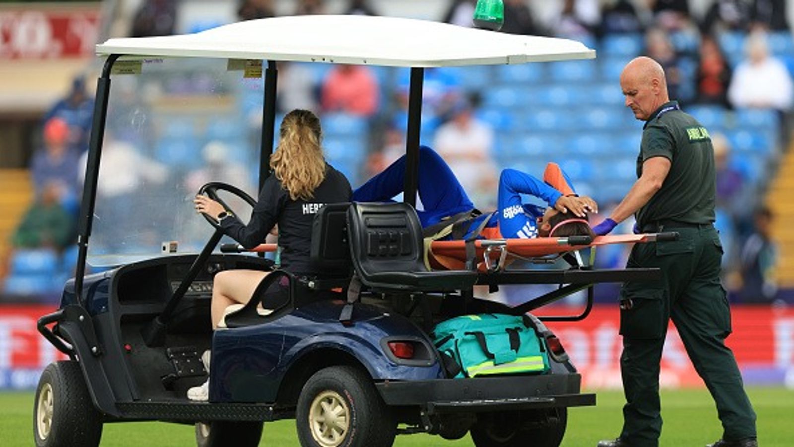 Massive injury scare for India, star player stretchered off the field during Women's T20 World Cup clash vs Netherlands India's Shreyanka Patil goes off injured during India vs Netherlands Women's T20 World Cup clash. (Getty)