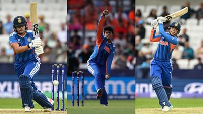 Women's T20 World Cup: Mandhana-Shafali-Charani cast spell on Netherlands with 95-run triumph to record 2nd win in a row India's Shafali Verma (L), Shree Charani (C) and Smriti Mandhana in frame. (Getty)