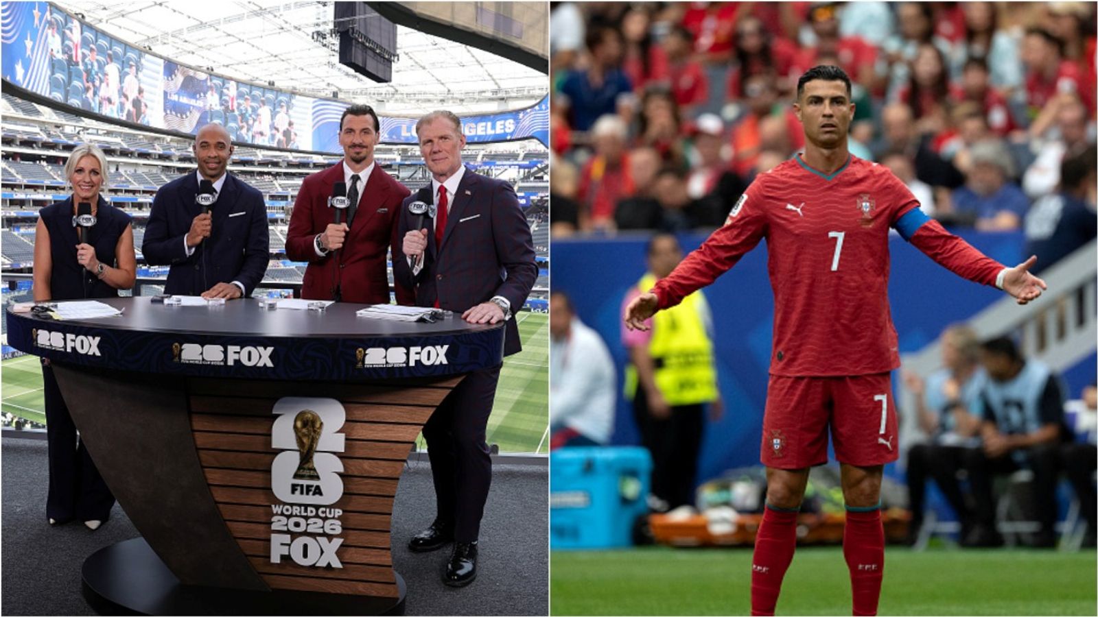 'Team needs to score, not you': France legend tears into Cristiano Ronaldo for selfish act in 1-1 draw vs Congo Rebecca Lowe, Thierry Henry, Zlatan Ibrahimović, Alexi Lalas during their FIFA World Cup 2026 coverage; Portugal's Cristiano Ronaldo reacts during the match against Congo DR on June 17.